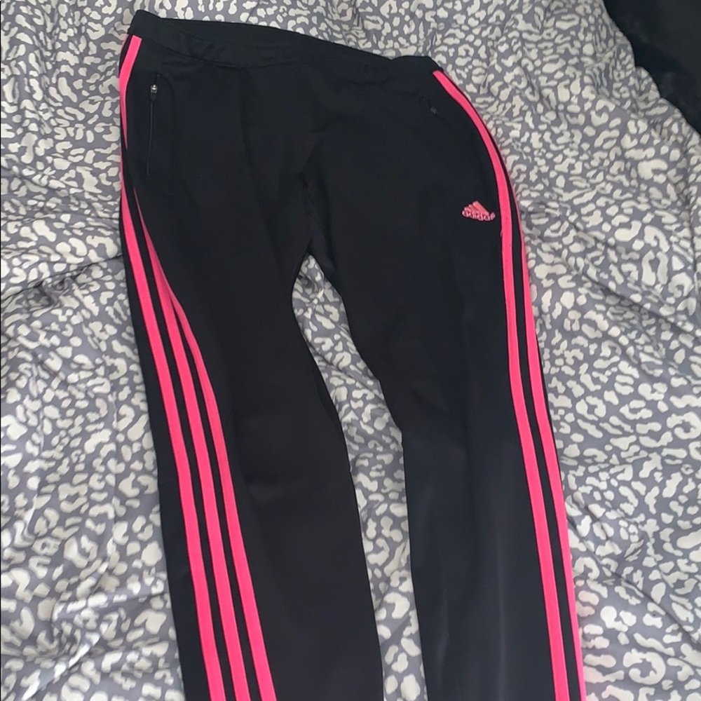 pink & black adidas pants